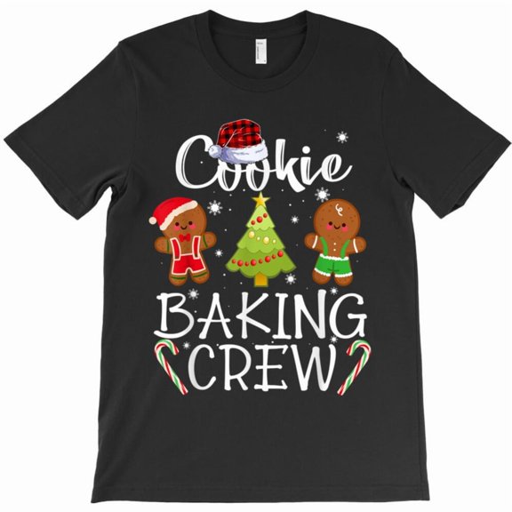 Christmas Cookie Baking Crew Funny Pajama Gingerbread Holiday Graphic T-Shirt - Relaxed Look G7639, Up to 5XL