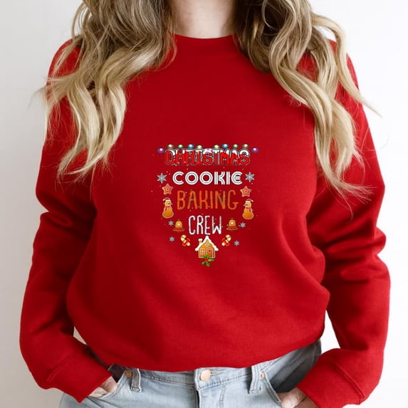 Christmas Cookie Baking Crew Funny Xmas Cookie Exchange Tee Holiday Graphic SW7630 Unisex Sweatshirt, Up to Size 5XL