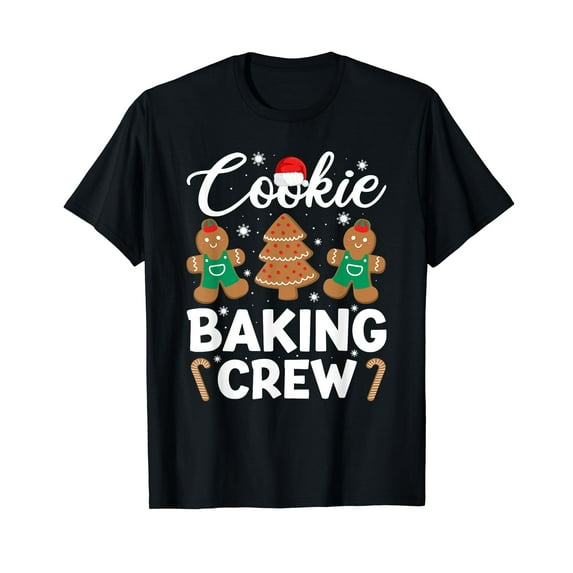 Christmas Cookie Baking Crew Pajama, Gingerbread Christmas Black T-Shirt