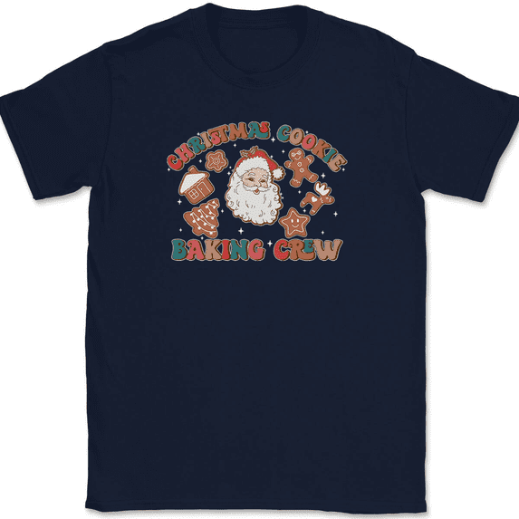 Christmas Cookie Baking Crew T-Shirt Funny Group Family Holiday Party Gift Tee - Navy, XL