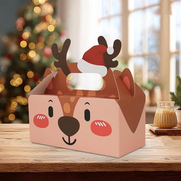 Christmas Cookie Boxes 4 Pack Christmas Gift Boxes for Cookies and Cakes with Handles, Holiday Treat Boxes for Baking Pastries Party Favors and Festive Gift Giving Presentation