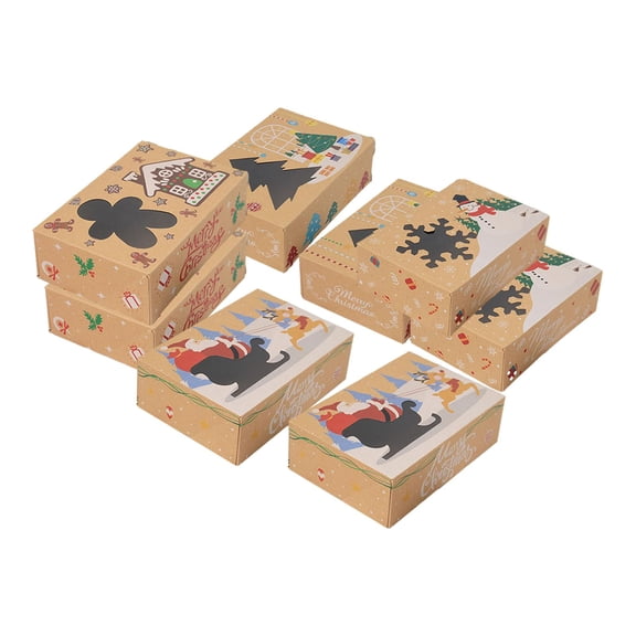 Christmas Cookie Boxes Christmas Gift Boxes Holiday Case with Display Window Treat Boxes Pastry Boxes for Strawberries Cake 8 Pieces