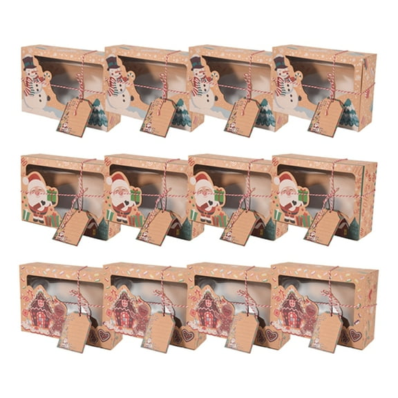 Christmas Cookie Boxes with Window, Holiday Cookie Boxes for Gift Giving, Pastry, Candy, Party Favors, Christmas Boxes