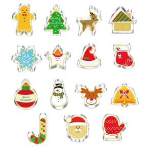Christmas Cookie Cutter Set 15 PCS Santa Claus Snowman Gingerbread Man Reindeer Candy Cane Snowflake Christmas Tree Biscuit Fondant Cutters Stainless Steel for Holiday Xmas Party Baking Gift