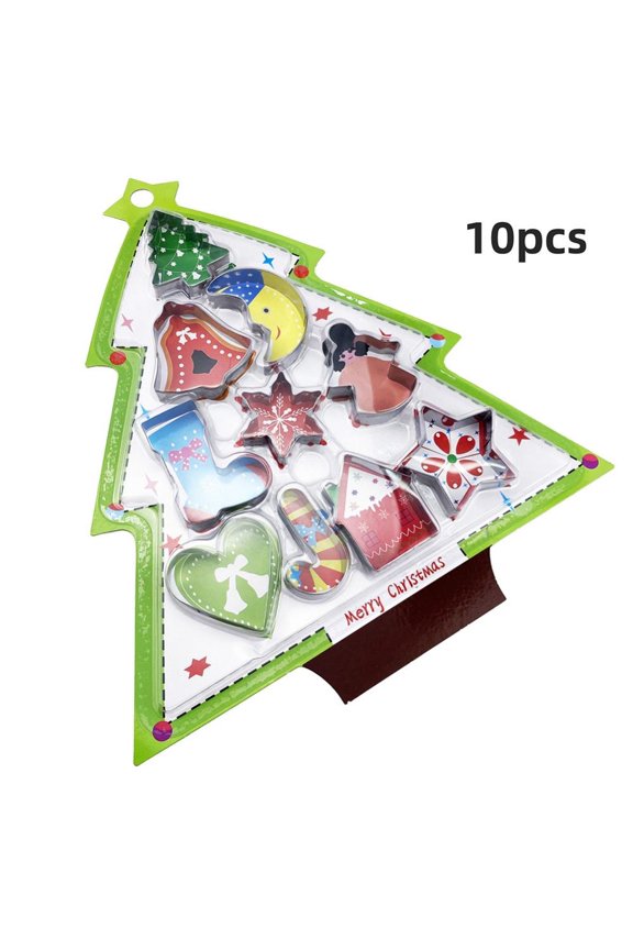 Christmas Cookie Cutters Set - 10 Piece Large Holiday Cookies Molds - Stainless Steel Biscuit Shape Mold for Party Baking Snowman,Christmas Tree,Snowflake