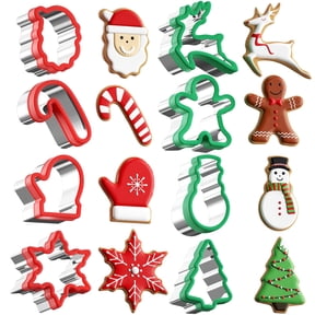 Christmas Cookie Cutters Set, 8 Pcs Stainless Steel Holiday Biscuit Molds, Santa Claus, Reindeer, Candy Cane, Gingerbread Man, Glove, Snowman, Snowflake, Christmas Tree Shapes for Baking
