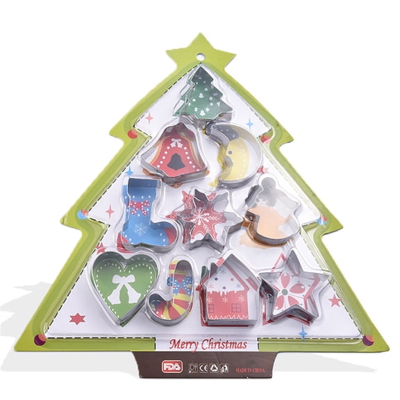 Christmas Cookie Cutters Set for Baking,10pc Xmas Tree Truck Cookie Cutters Stainless Steel Jingle Bell Snowman Cake Biscuit Cutters Molds Sets for DIY Baking Winter Christmas Decoration