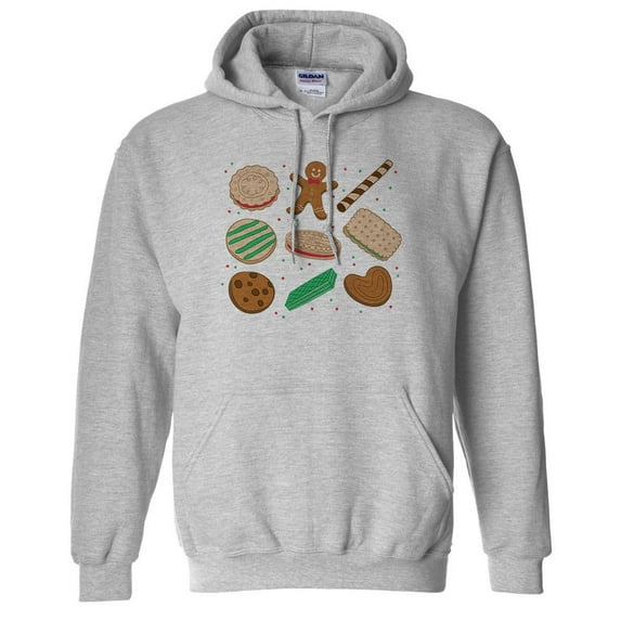 Christmas Cookie Grid Hoodie Sweatshirt Unisex 2X-Large Grey