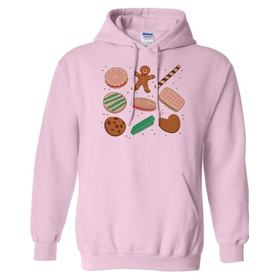 Christmas Cookie Grid Hoodie Sweatshirt Unisex 3X-Large Pink