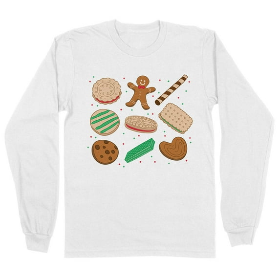 Christmas Cookie Grid Long Sleeve Shirt Unisex 5X-Large White