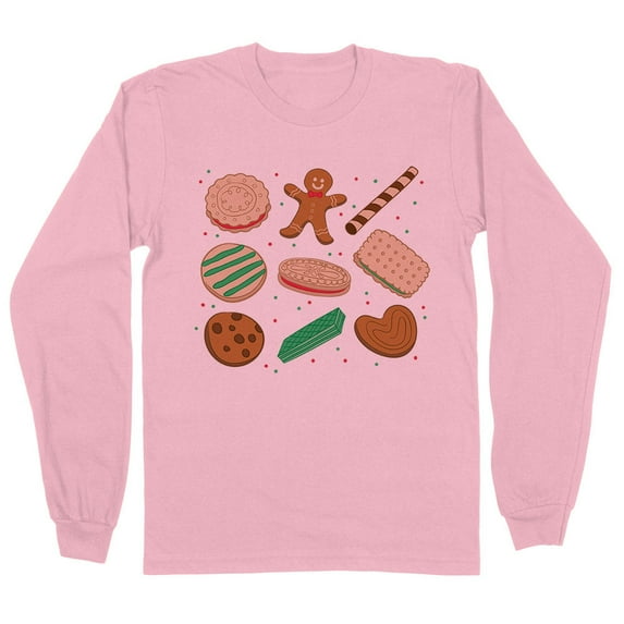 Christmas Cookie Grid Long Sleeve Shirt Unisex Medium Pink