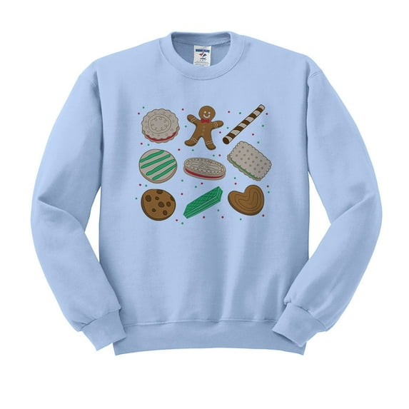 Christmas Cookie Grid Sweatshirt Unisex 2X-Large Light Blue