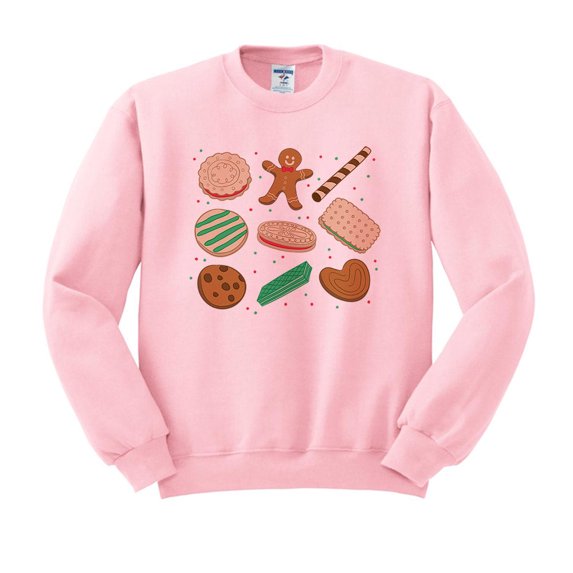 Christmas Cookie Grid Sweatshirt Unisex Medium Pink