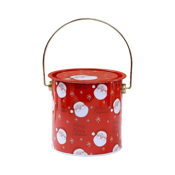 Christmas Cookie Popcorn Jars, Holiday Christmas Santa Candies Chocolate Patisseries Snack Gifts Box Containers, Metal Christmas Storage Jars for Home Kitchen Table Decor, Red