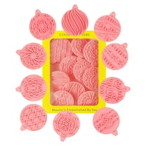 Christmas Cookie Stamp,Cookie Stamp Press Ball-shaped Cookie Cutters,10PCS Christmas Cookie Cutters And Stamps For Baking 3D Raised Design Biscuit Baking Tools