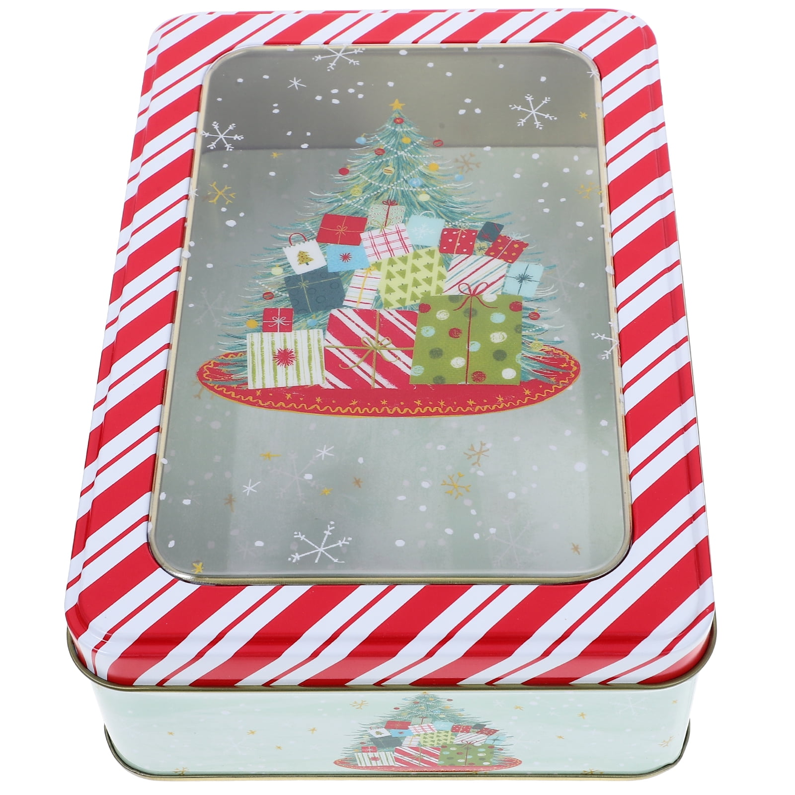 Christmas Cookie Tin Box Holiday Container Party Favor Storage Box with ...