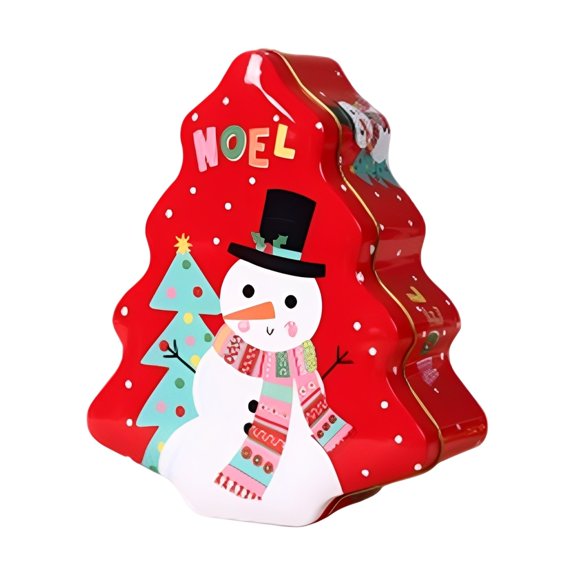 Christmas Cookie with Lid Xmas Metal Cookie Box Santa Clause Snowman Glove Penguin Xmas Card Box Cute Assorted Card Holder Containers for Christmas Party Decorï¼Red Tree,7")