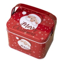Christmas Cookie with Lids Large Cookie Boxes Metal Empty Santa Tinplate Xmas Gift Box for Christmas Holiday Candies Treats Storage Container (Dark Red,5.1"x4.3"x3.9")