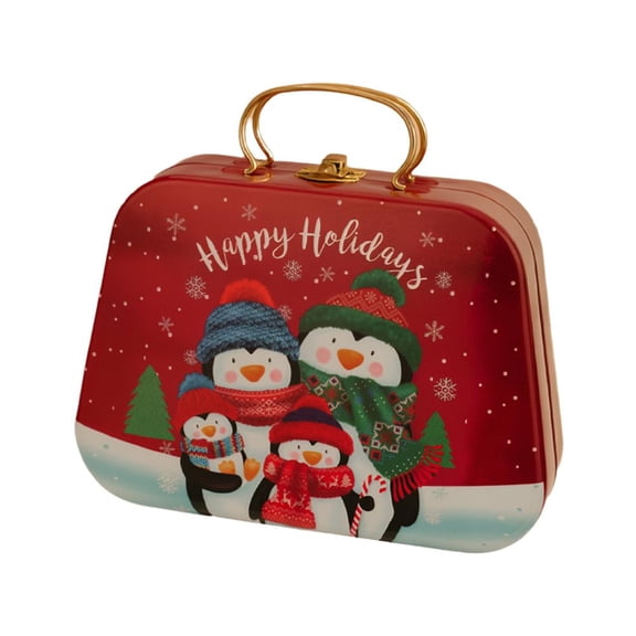 Christmas Cookie Tins Mini Suitcase Metal Candy Box 8.07 in