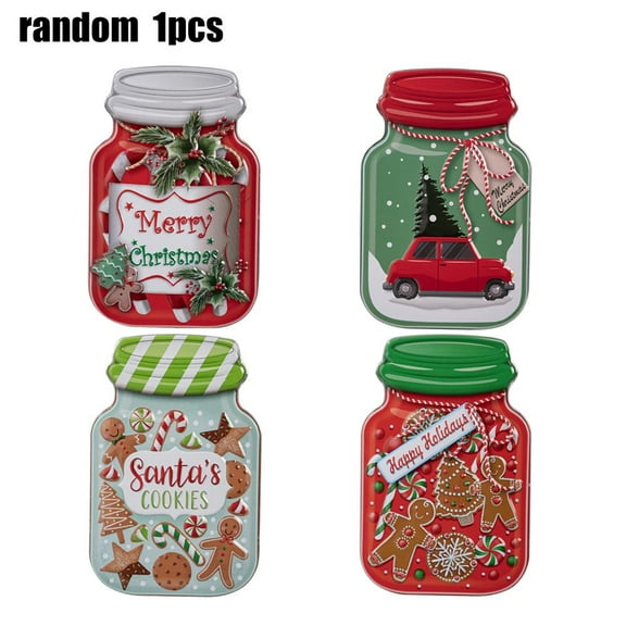 Christmas Cookie Tins With Lids, Small Xmas Metal Containers Empty Cookie Jar;