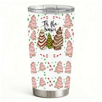 Christmas Cookie Tree Tumbler with Lid, Holiday ’Tis the Season Design, Stainless Steel Insulated Cup