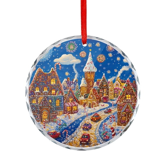 Christmas Cookie Village Crystal Glass Christmas Ornament Holiday Decorations And Xmas Gift Ideas Xmas Rustic Winter Holiday Glass Round Christmas Ornament