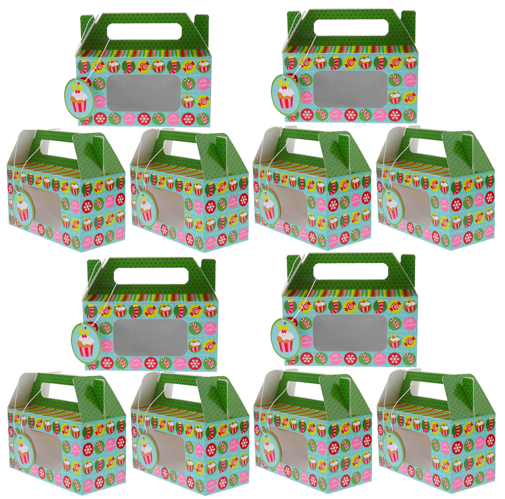 Christmas Cookie gift box Kit or Munchkin Doughnut box kit with Gift Tags, 12 Boxes