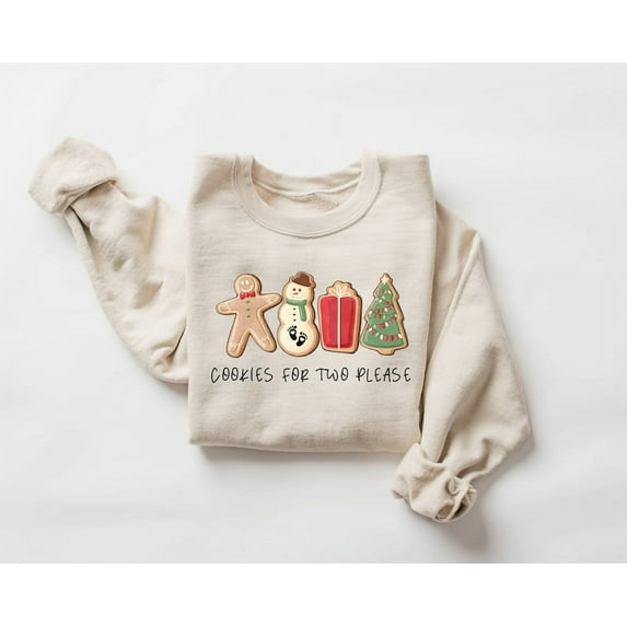 Christmas Cookies For Two Please Pregnancy Announcement Christmas Sweatshirt, Pregnancy Reveal Christmas Sweater, Maternity Christmas Shirt