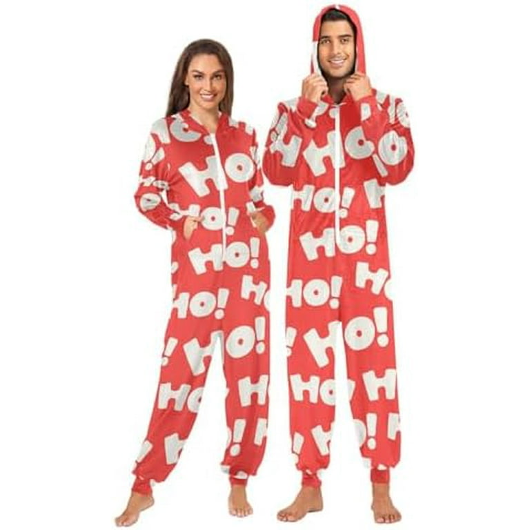 Christmas Cookies Hohoho Unisex Adult Onesie Pajamas Snug Fit One Piece Costume Soft Sleepwear