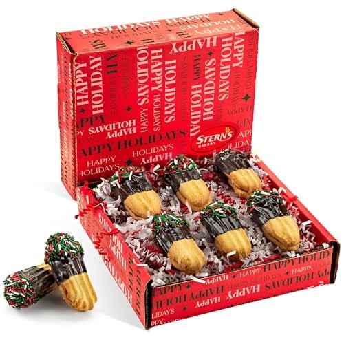 Christmas Cookies | Italian Chocolate Cookies Individually Wrapped Topped with Christmas Jimmies | Food Gift Baskets for Men, Women, Colleagues & Friends | Nut Free | Sterns Bakery