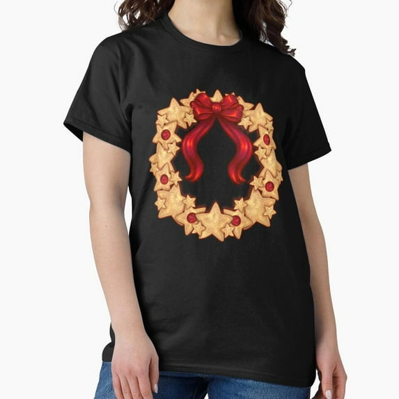 Christmas Cookies Wreath Holiday Winter Season Art Wear Unisex T-Shirt , up to Size 5XL