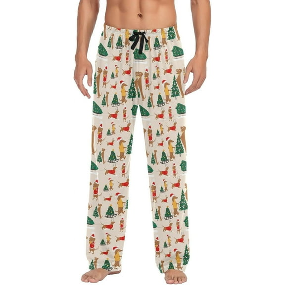 Christmas Cool Hohoho Red Pajama Pants Mens Lounge Pants Lightweight Men Pajama Bottoms with Drawstring and Pockets