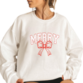 thumbnail image 1 of Christmas & Coquette Bow Sweatshirts Christmas Theme Print Tops Family Matching Christmas Shirts Long Sleeve Pullover for Holiday White,L, 1 of 5