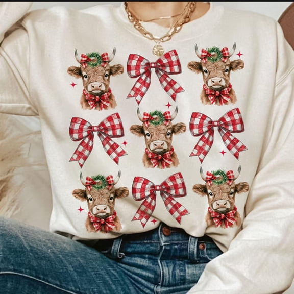 Christmas Coquette Highland Cow png, Western Christmas png, Highland Cow png, Merry xmas png, Coquette png, Aesthetic Christmas png, Bow Sweatshirt, Cow X-mas Shirt