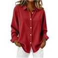 thumbnail image 1 of Christmas Corduroy Button down Shirts for Women, Casual Long Sleeve Blouses, Fall Dressy Loose Tops, 1 of 9