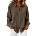 thumbnail image 1 of Christmas Corduroy Button down Shirts for Women, Casual Long Sleeve Blouses, Fall Dressy Loose Tops, 1 of 9