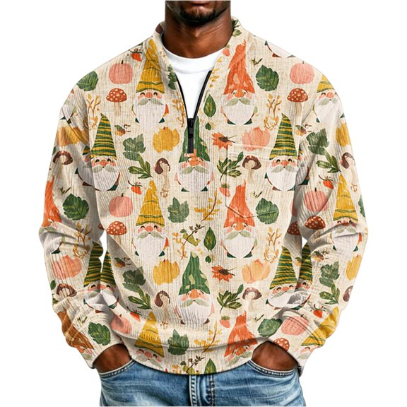 Christmas Corduroy Sweatshirt for Men , Long Sleeve Quarter Zip Collar Drop Shoulder Fall Winter Loose Fit Soft Comfy Casual Pullover Top Dark Green 2XL