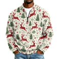 thumbnail image 1 of Christmas Corduroy Sweatshirt for Men , Long Sleeve Quarter Zip Collar Drop Shoulder Fall Winter Loose Fit Soft Comfy Casual Pullover Top Multicolor 3XL, 1 of 5