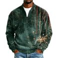thumbnail image 1 of Christmas Corduroy Sweatshirt for Men , Long Sleeve Quarter Zip Collar Drop Shoulder Fall Winter Loose Fit Soft Comfy Casual Pullover Top Green 2XL, 1 of 5