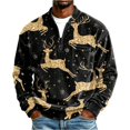 thumbnail image 1 of Christmas Corduroy Sweatshirt for Men , Long Sleeve Quarter Zip Collar Drop Shoulder Fall Winter Loose Fit Soft Comfy Casual Pullover Top Navy XL, 1 of 5