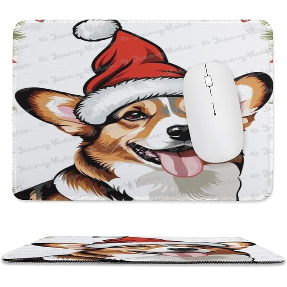 Christmas Corgi Printed Mouse Pad, 8"x10", Non-Slip Rubber Base MousePads for Computer Laptop Men Women Kids