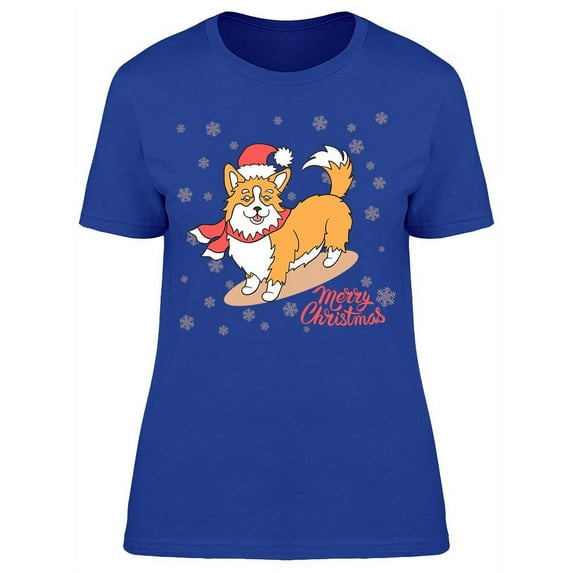 Christmas Corgi T-Shirt Women -Image by Shutterstock, Female Small