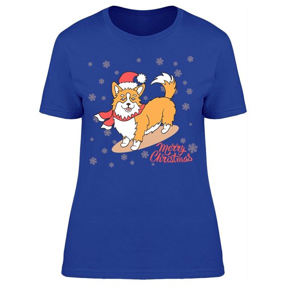 Christmas Corgi T-Shirt Women -Image by Shutterstock, Female x-Large