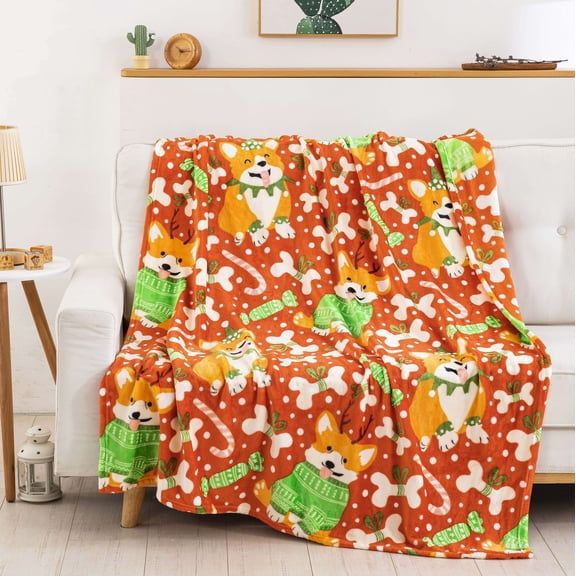 Christmas Corgies Kids Silk Touch Throw Blanket, 50 x 60 inches