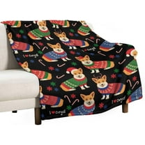 Christmas Corgis Dog Flannel Fleece Throw Blanket Cute Cartoon 50x60 Inches Soft Blanket for Couch,Cozy,Warm,Lightweight