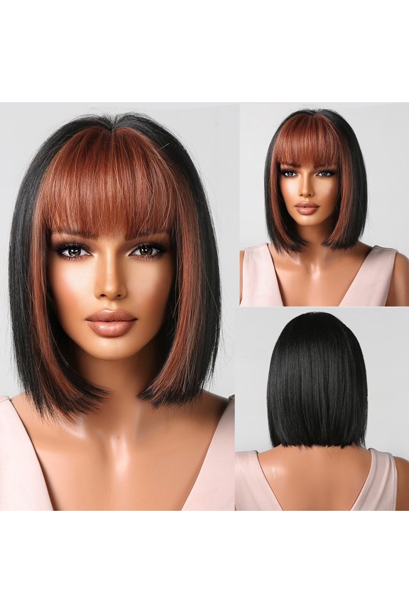 Christmas Cosplay European and American Style Women's Wig, Bangs Gradient Gray Short Bob Synthetic Wig