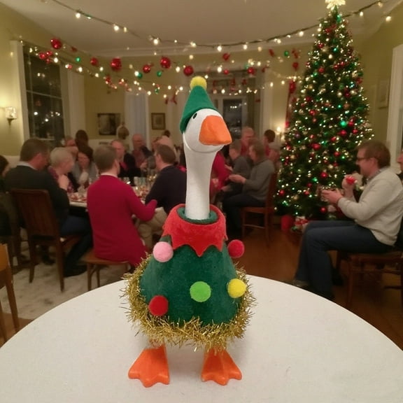 Christmas Costume Desktop Little White Goose Ornaments Festive Lawns Porch Goose Outfit Seasonal Holiday Decoration