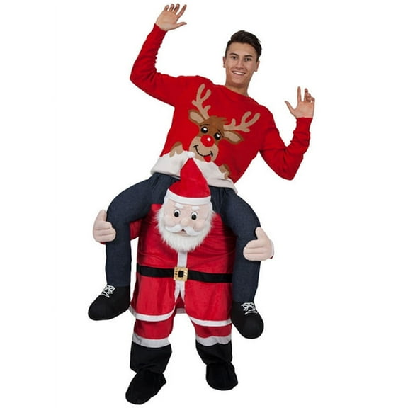 Christmas Costume Ride On Santa Claus Costume Xmas Shouler Carry Outfit Adult