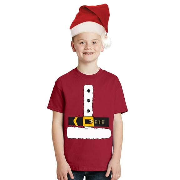 Christmas Costume Santa Claus Big Kids Costume T Shirt with Santa Hat