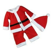 Christmas Costume Set Children Santa Claus Festival Costume Cosplay Costume Suit for Boys - Size 100cm (Red) (Random Button)